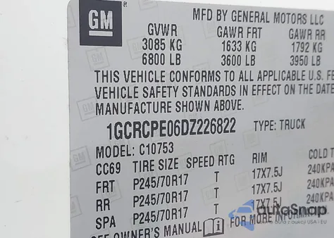 2013 Chevrolet Silverado 1500 Work Truck z USA, uszkodzony, nr VIN 1GCRCPE06DZ226822